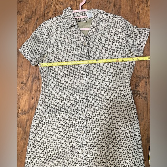 Button Up Maxi Dress Tie Back Cap Short Sleeve Lines Taupe Collar Kathie Lee 12 - Picture 2 of 11